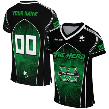 customized marshall thundering herd halftone slant green black jersey best selling