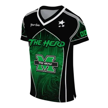 customized marshall thundering herd halftone slant green black jersey fashion forward