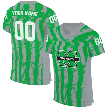 customized marshall thundering herd stripe splatter green jersey best selling