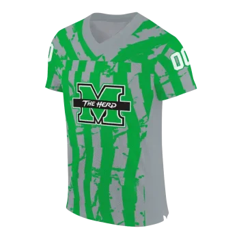 customized marshall thundering herd stripe splatter green jersey fashion forward