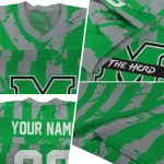 customized marshall thundering herd stripe splatter green jersey best selling