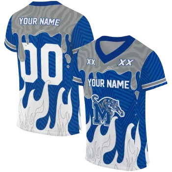 customized memphis tigers dripping flames blue white jersey best selling
