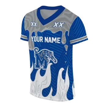 customized memphis tigers dripping flames blue white jersey fashion forward