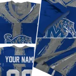 customized memphis tigers striped texture blue jersey best selling