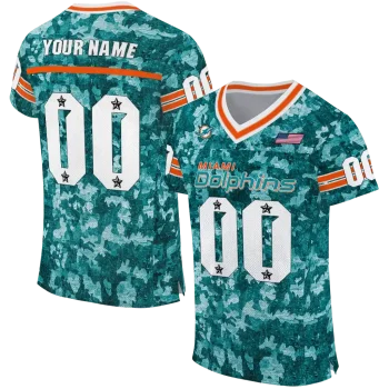 customized miami dolphins camouflage abstract aqua jersey best selling