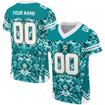 customized miami dolphins mirrored pattern aqua jersey best selling