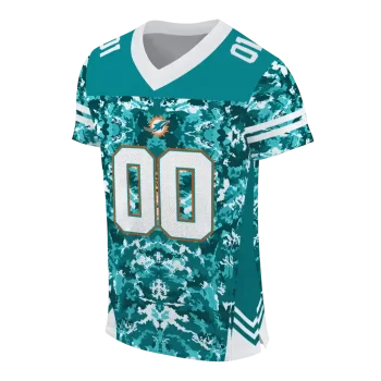 customized miami dolphins mirrored pattern aqua jersey fashion forward