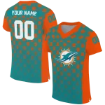 customized miami dolphins stacked rectangle aqua jersey best selling