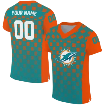 customized miami dolphins stacked rectangle aqua jersey best selling