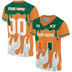 customized miami hurricanes dripping flames orange white jersey best selling