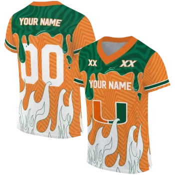 customized miami hurricanes dripping flames orange white jersey best selling