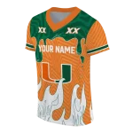 customized miami hurricanes dripping flames orange white jersey best selling