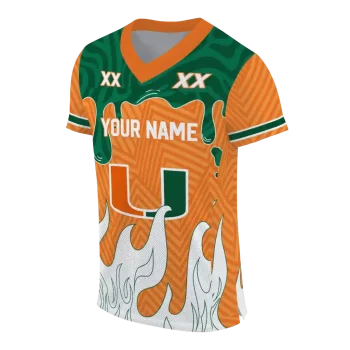 customized miami hurricanes dripping flames orange white jersey fashion forward
