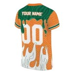 customized miami hurricanes dripping flames orange white jersey best selling