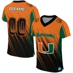 customized miami hurricanes halftone flow orange black jersey best selling