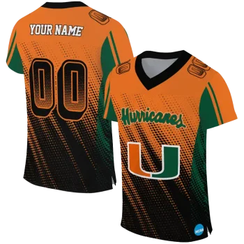 customized miami hurricanes halftone flow orange black jersey best selling