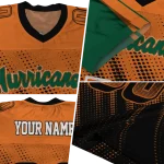 customized miami hurricanes halftone flow orange black jersey best selling