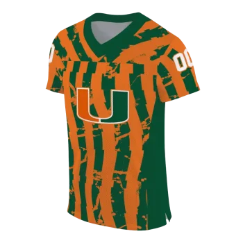 customized miami hurricanes stripe splatter orange jersey fashion forward