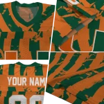 customized miami hurricanes stripe splatter orange jersey best selling