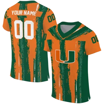customized miami hurricanes striped texture orange jersey best selling