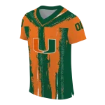 customized miami hurricanes striped texture orange jersey best selling