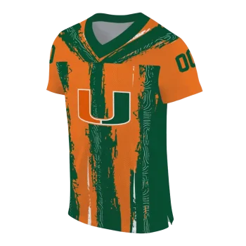 customized miami hurricanes striped texture orange jersey fashion forward