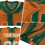 customized miami hurricanes striped texture orange jersey best selling
