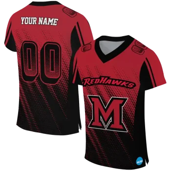 customized miami redhawks halftone flow red black jersey best selling