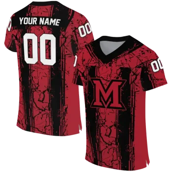 customized miami redhawks rugged stripes red jersey best selling