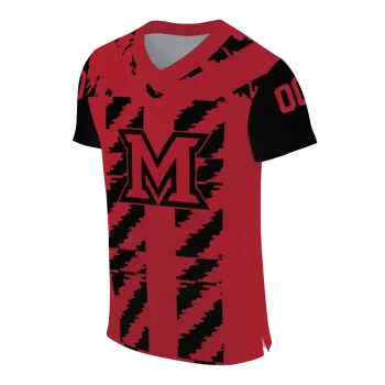 customized miami redhawks stripe block red jersey fashion forward