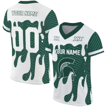 customized michigan state spartans dripping flames green white jersey best selling