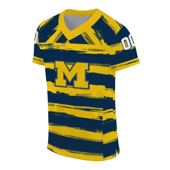 customized michigan wolverines art stripe blue jersey fashion forward