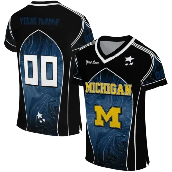 customized michigan wolverines halftone slant blue black jersey best selling