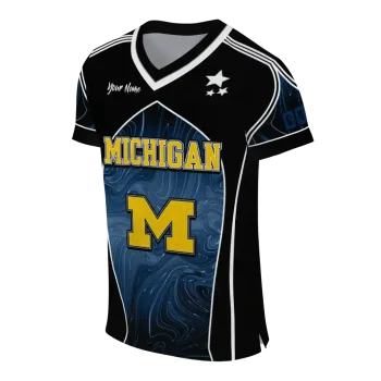 customized michigan wolverines halftone slant blue black jersey fashion forward