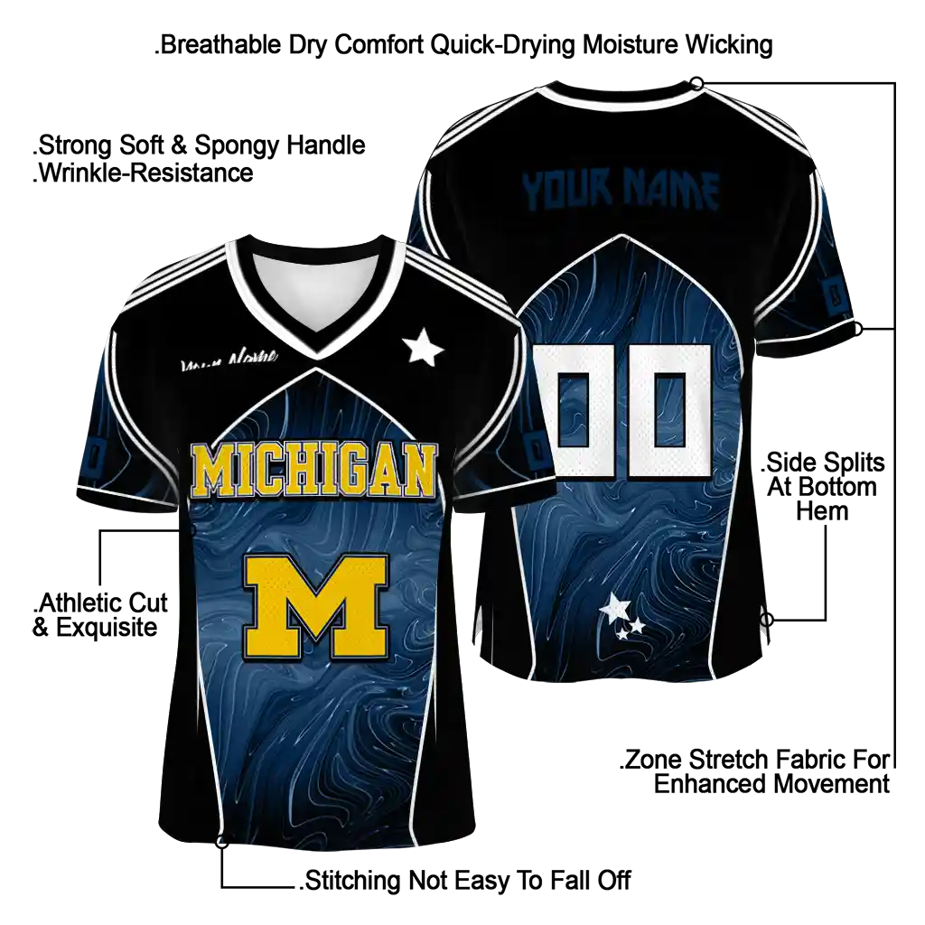 customized michigan wolverines halftone slant blue black jersey latest model customized michigan wolverines halftone slant blue black jersey latest model