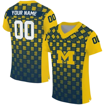 customized michigan wolverines stacked rectangle blue jersey best selling