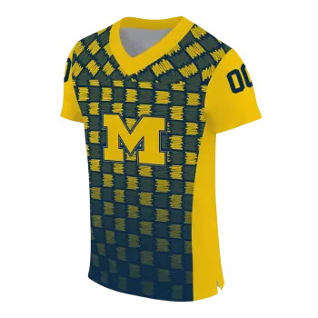 customized michigan wolverines stacked rectangle blue jersey fashion forward