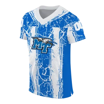 customized middle tennessee blue raiders rugged stripes blue jersey fashion forward