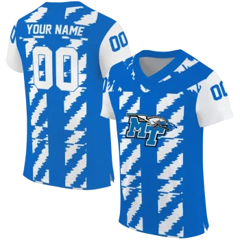 customized middle tennessee blue raiders stripe block blue jersey best selling
