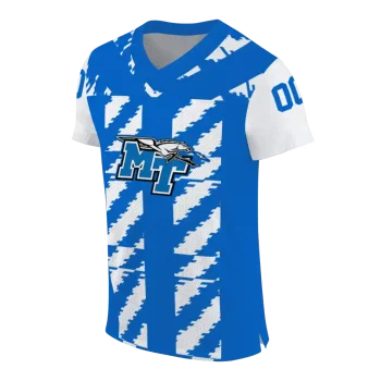 customized middle tennessee blue raiders stripe block blue jersey fashion forward