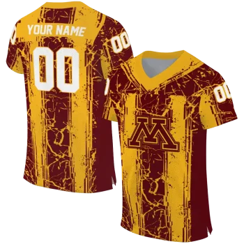 customized minnesota golden gophers rugged stripes maroon jersey best selling