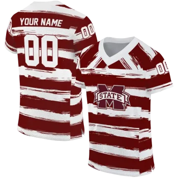 customized mississippi state bulldogs art stripe maroon jersey best selling