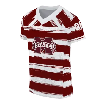 customized mississippi state bulldogs art stripe maroon jersey fashion forward