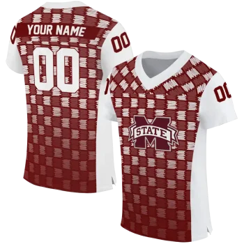 customized mississippi state bulldogs stacked rectangle maroon jersey best selling