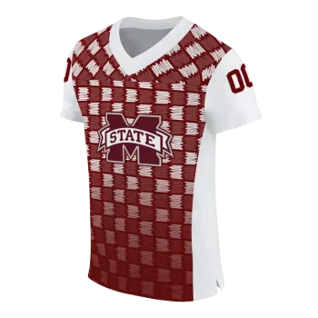 customized mississippi state bulldogs stacked rectangle maroon jersey fashion forward