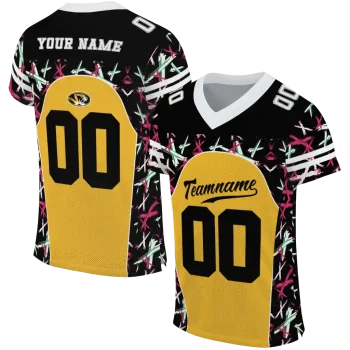 customized missouri tigers brushstroke xs gold black jersey best selling