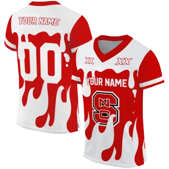 customized nc state wolfpack dripping flames red white jersey best selling