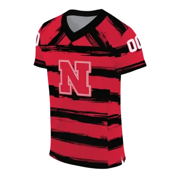 customized nebraska cornhuskers art stripe red jersey fashion forward