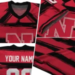 customized nebraska cornhuskers art stripe red jersey best selling