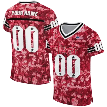 customized nebraska cornhuskers camouflage abstract red jersey best selling